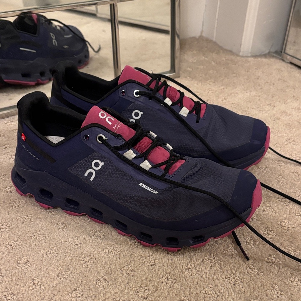On Running Dark Blue and Magenta Shoes